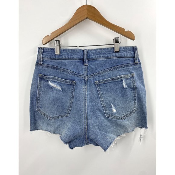TGLA Light Wash Distressed High-Rise Cutoff Denim Shorts NEW WITH TAGS - Picture 2 of 3